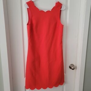 J. Crew red scalloped sheath dress